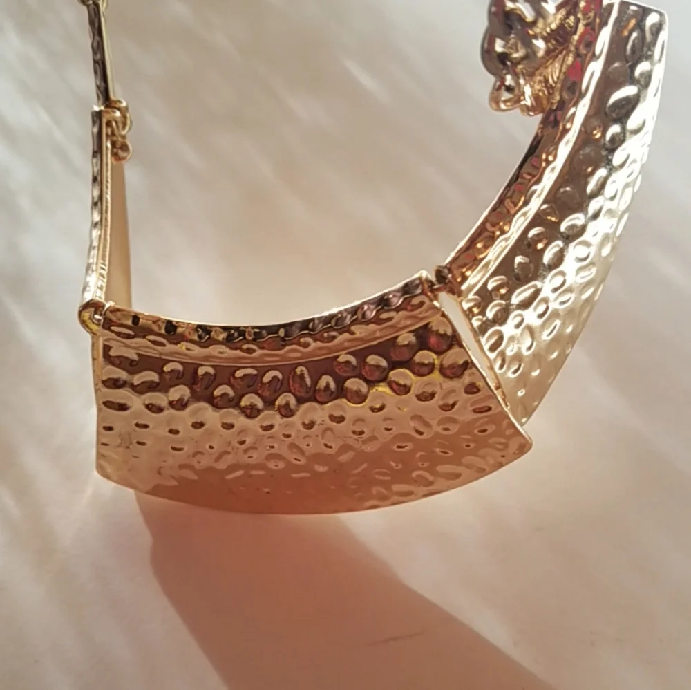 Egyptian Style Gold Tone Chain Link Necklace Costume Jewelry - Picture 5 of 10